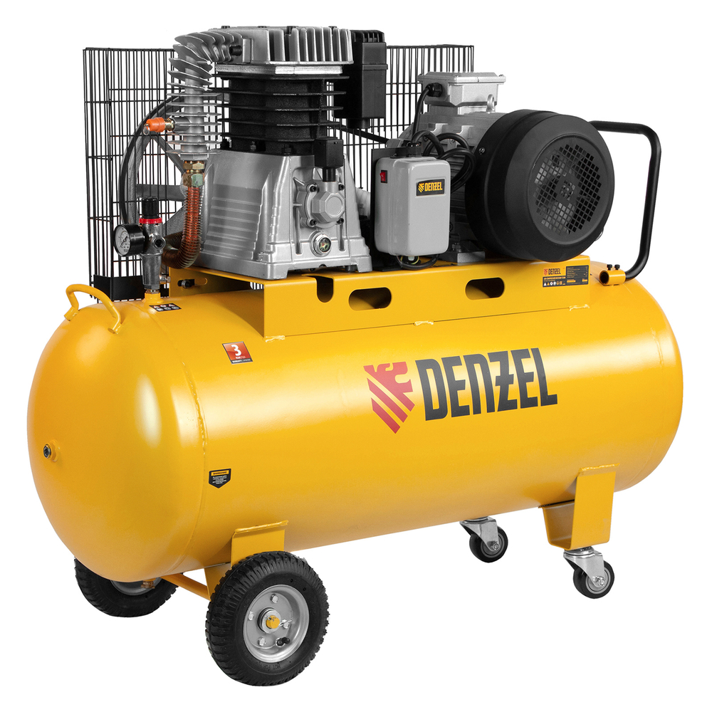 Компрессор поршневой ременной BCI5500-T/200. 5.5 кВт. 200 литров. 850 л/мин Denzel