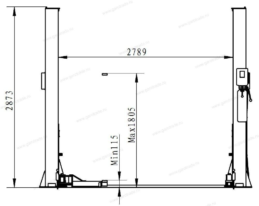 Двухстоечный подъемник с разблокировкой на колонне RLP2-400R