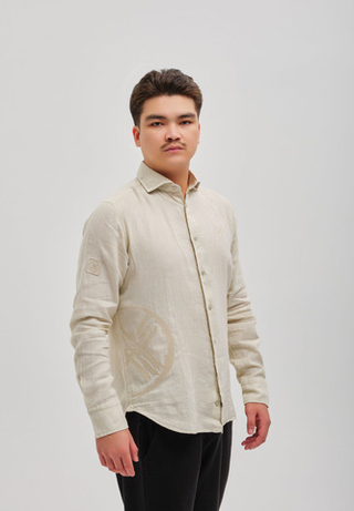 Рубашка мужская лен SHANYRAQ BEIGE