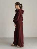 Костюм худи + брюки бордовый