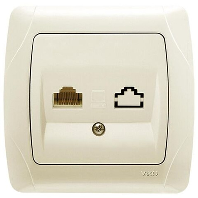 Розетка компьютерная RJ45 скрытая 1 модуль в сборе бежевая 90562032 VIKO