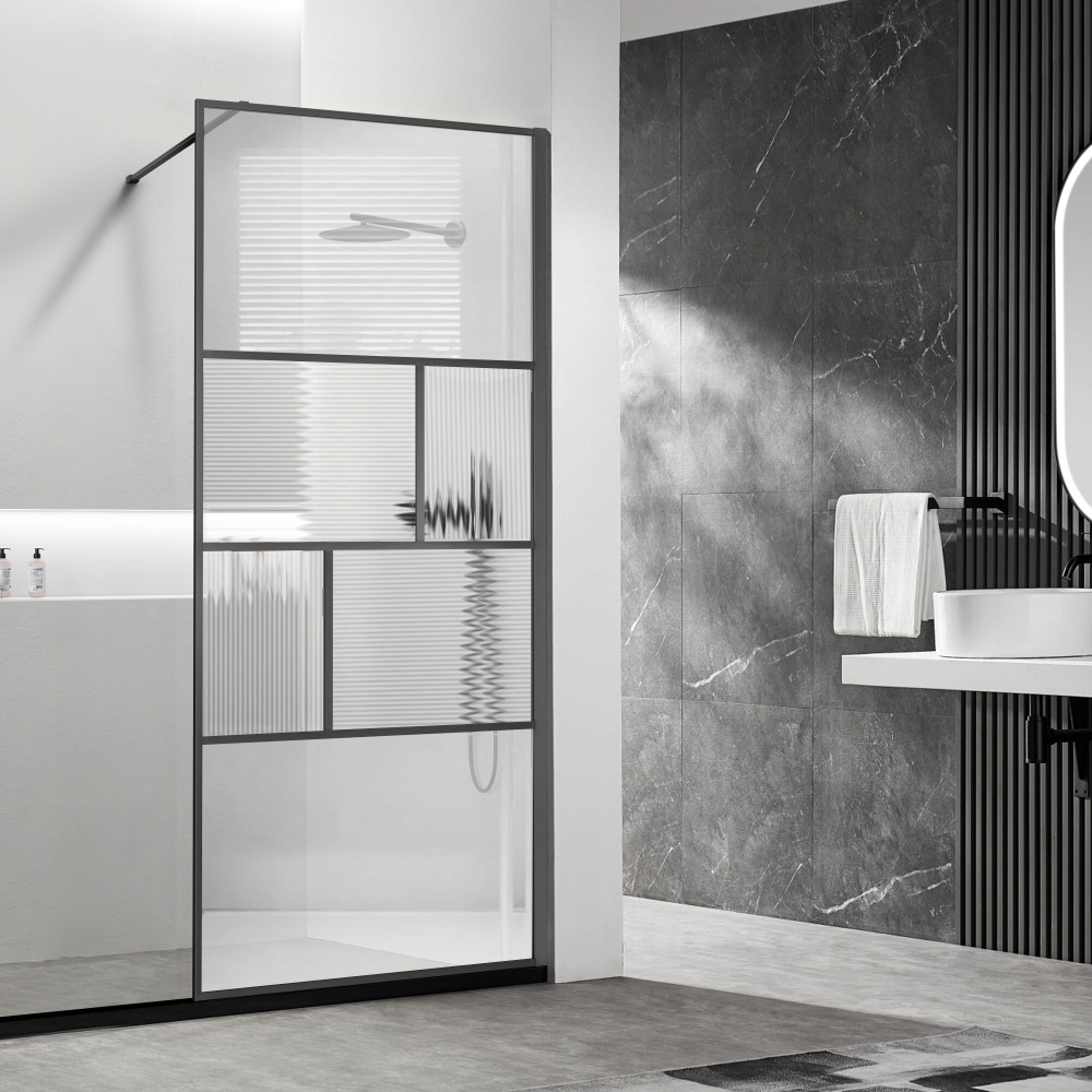 Душевая перегородка Walk-In VSW-1HC900CFGM, 900*2000, вороненая сталь, стекло прозрачное/рифленое, , шт