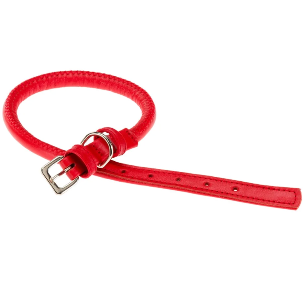 Ошейник vogue cord cf10/48 из натуральной кожи, круглое сечение, красный