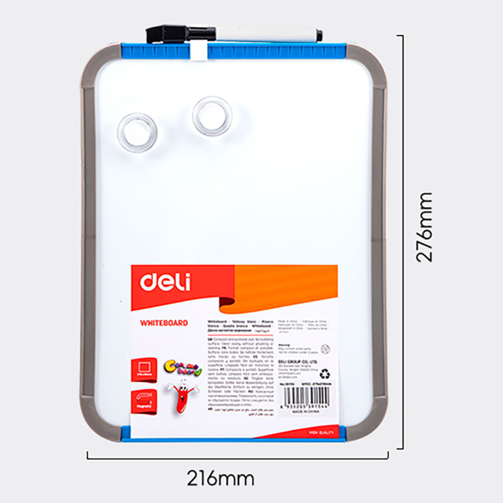 Доска магнитно-маркерная DELI 21 х 28 см, 2 магнита, маркер.