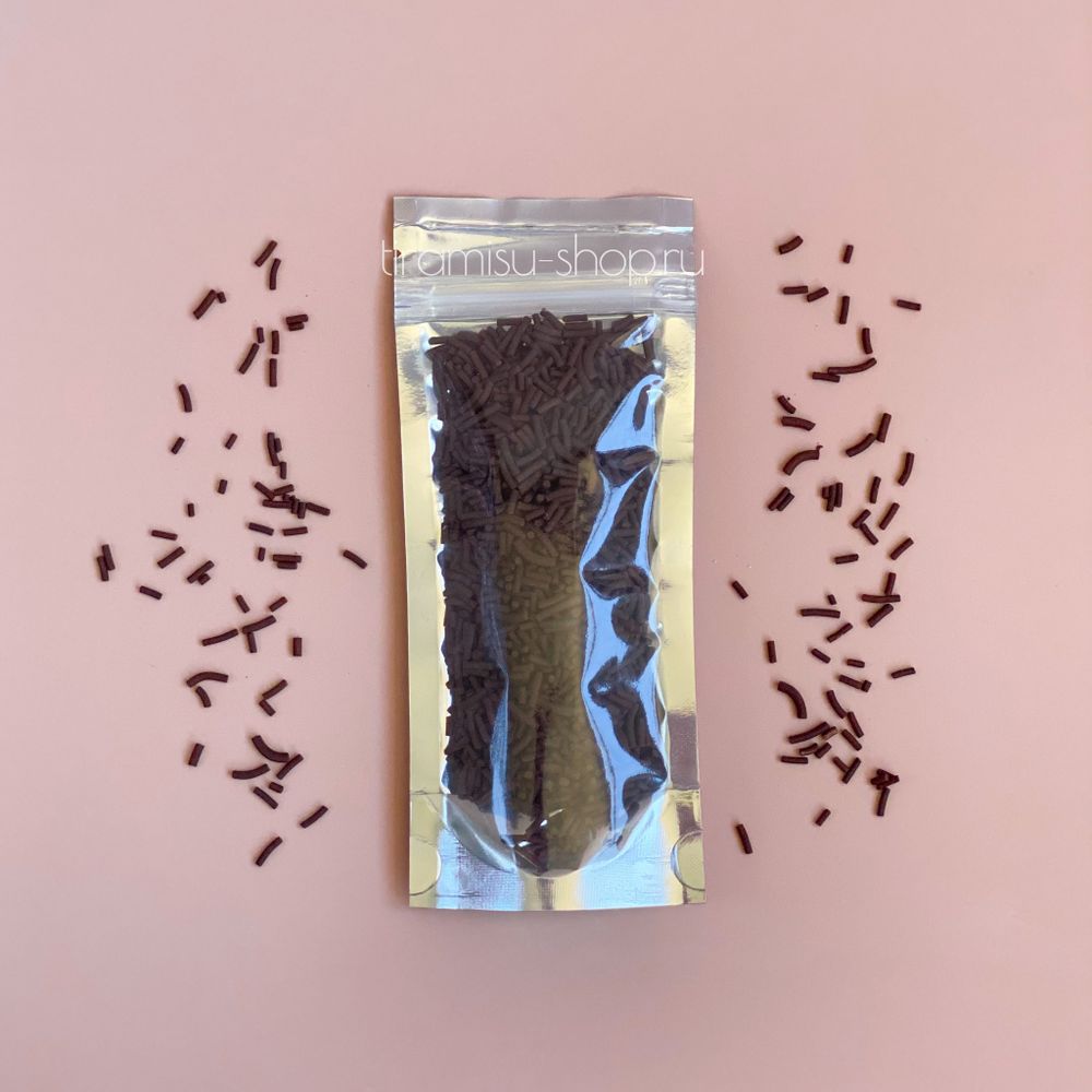 Кондитерская посыпка &quot;Вермишель&quot; коричневая со вкусом какао, 50 грамм.