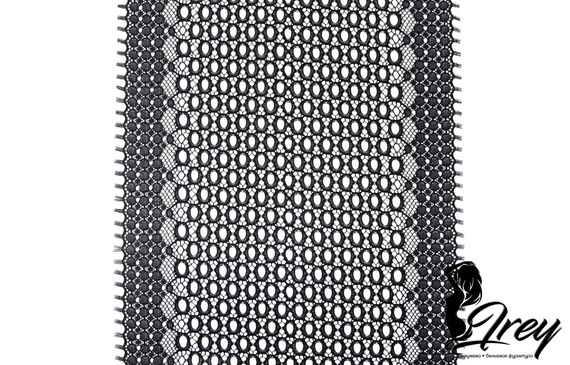 906 Кружево эластичное 19 см, перфорация, Италия, черный 170