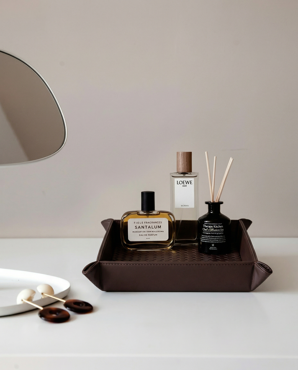 Мелочница из плетеной кожи темно-коричневый