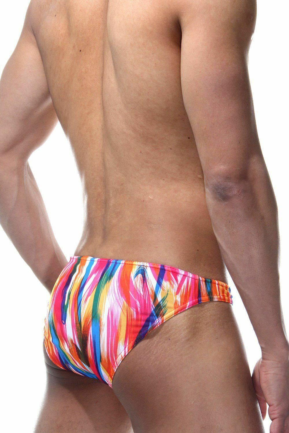 Мужские разноцветные трусы-слипы с узким бочком (Размер: S) (Цвет: разноцветный)