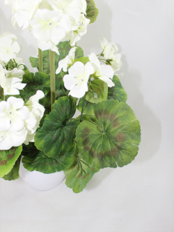 Искусственные цветы Герань белая 30см в кашпо
