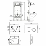 Унитаз подвесной Orange CI02-100W+APB144 безободковый, с крышкой микролифт, с инсталляцией, белый/кнопка черная