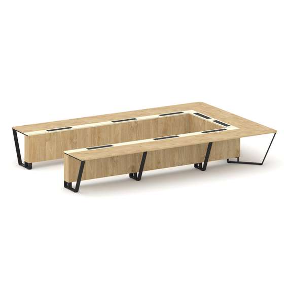 Steel Meet Стол переговорный П-образный KM-PR.B.SP-15P Тиквуд Светлый/Ваниль Глянец/Металл Черный 48