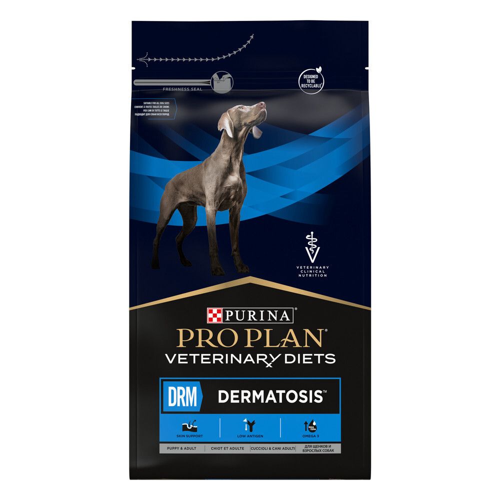 Сухой корм для собак диетический PRO PLAN VETERINARY DIETS DRM Dermatosis при дерматозах и выпадении шерсти 3 кг