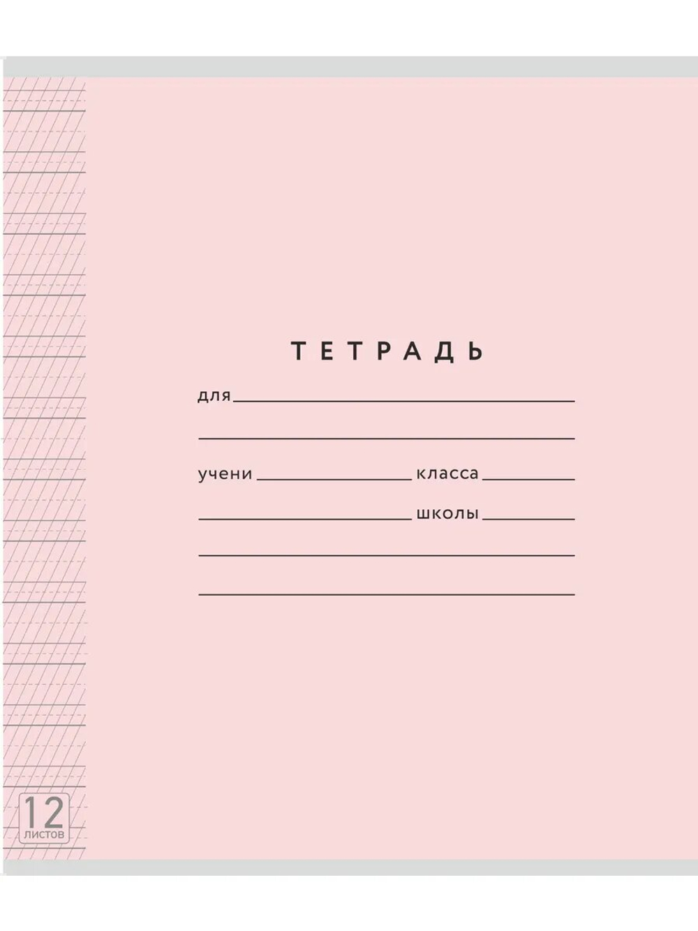 Набор тетрадей ТЕТРАДКИН, частая косая линия 5 мм, 12 л, цвет обложки - розовый, 10 шт