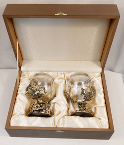 Набор из 2-х бокалов для коньяка "Охота на вепря и Охота на глухаря" (подарочный футляр)