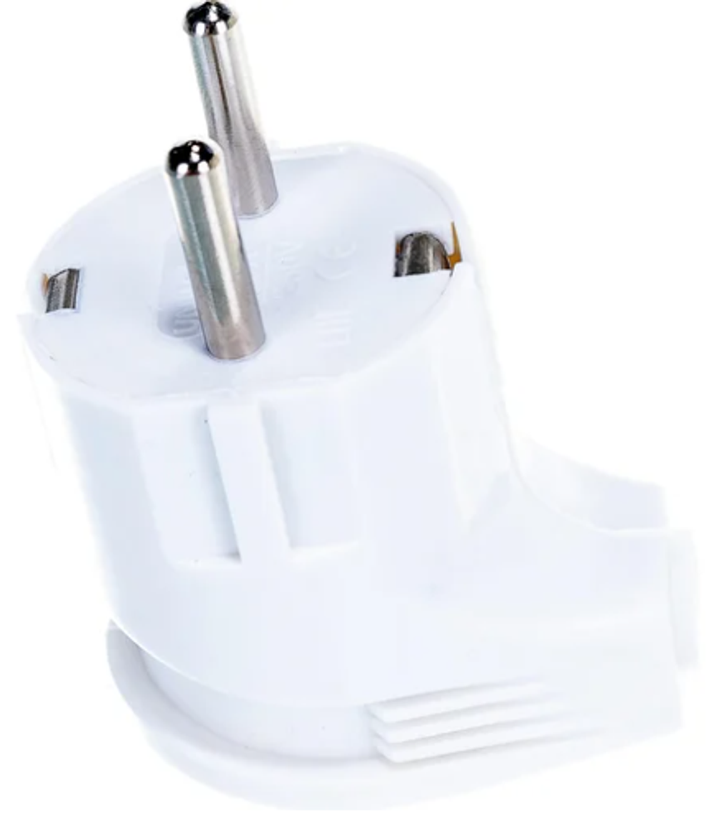 Вилка угловая с/з белая 16А 250В ТМ UNIVersal А105