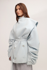 Кроп тренч с асимметричным воротником