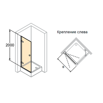 Распашная дверь для боковой стенки Huppe Enjoy Elegance 1000x2000, крепление слева, прозрачное стекло с Anti-Plaque, профиль хром 3T2006 092 322
