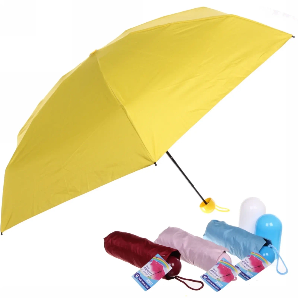 Зонт женский механический в пласт. тубе «Ультрамарин», микс 4 цвета, 8 спиц, d-90см, длина в слож. виде 19см