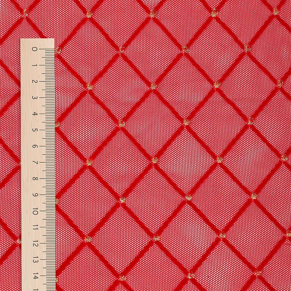 Сетка бельевая эластичная 85 г/м², шир.150 см / 25 метров, с флоком TBY.SZ030218, цв.116 красный /SZ030218.116/