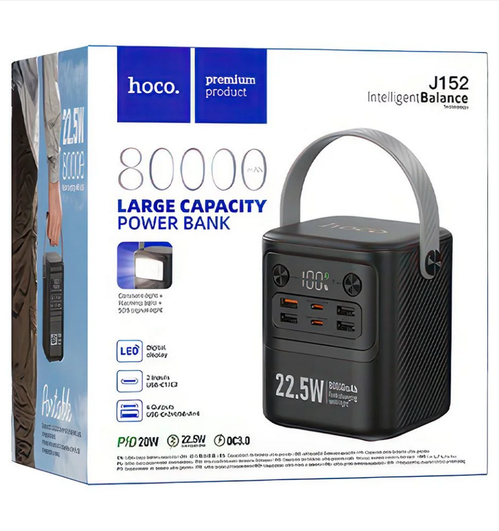 Повербанк (PowerBank) 80000mAh с индикацией QC/PD Hoco J152