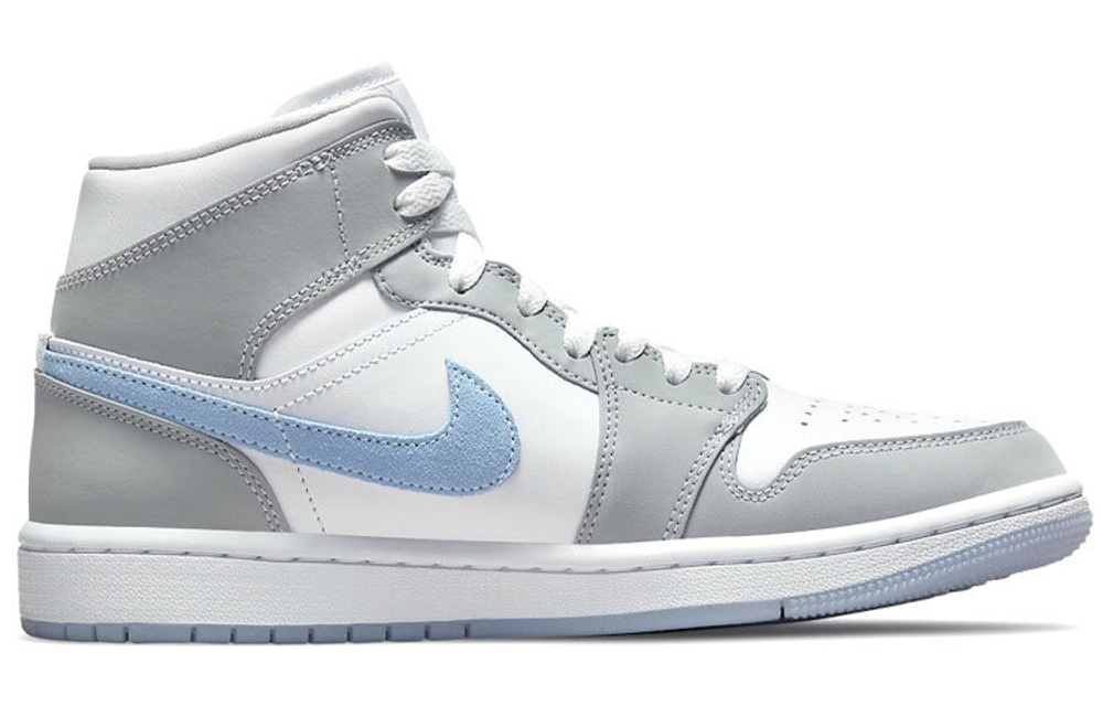 Jordan Air Jordan 1 mid "wolf grey" small dior shock absorption, non-slip, wear-resistant, wrapping support, mid-top retro basketball shoes, women's ice blue