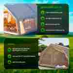 Пневмокаркасная всесезонная палатка «Тёплая Искра» 3,6×4,8×2,2 м — с печкой, из ПВХ, бежевая