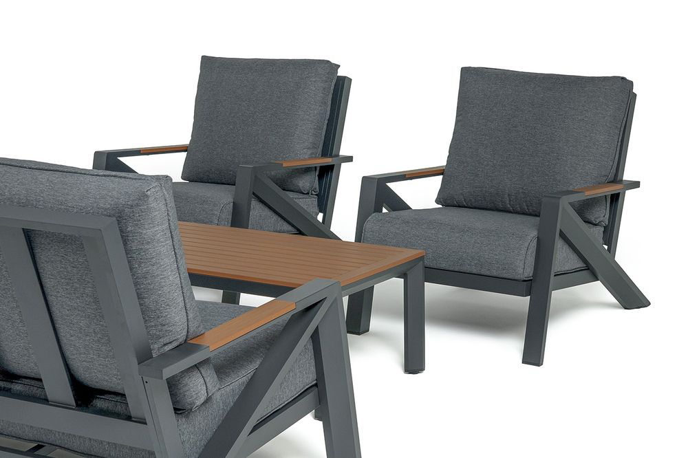 "Лотос" лаунж-зона 5-местная из алюминия, цвет темно-серый