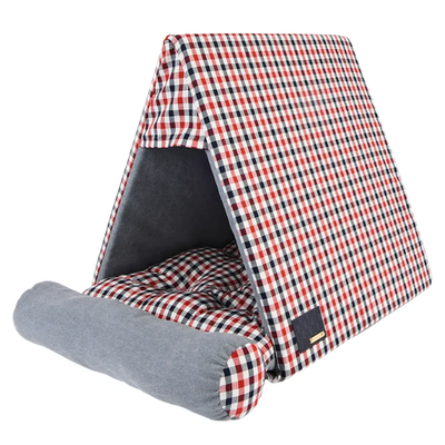 Puppia домик для животных "neil house", серо-красный, 45х50х50см