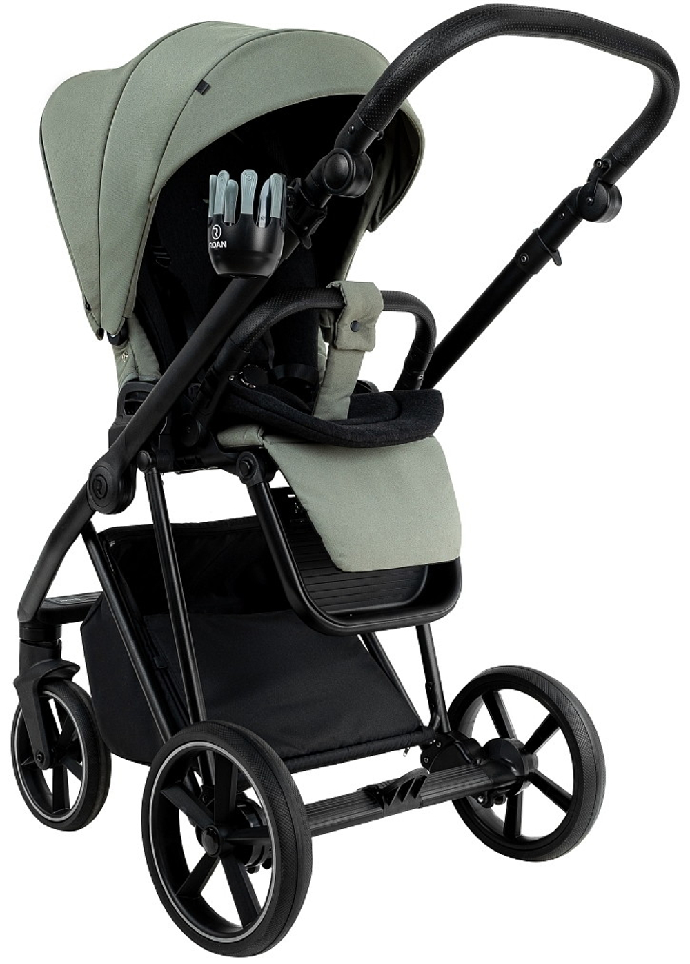 Детская коляска Roan Sol 2.0 3 в 1 с автокреслом Pituso Baesa Pro Black,Beige Canopy SLL/33/T Sage Green/Black/руч.Black