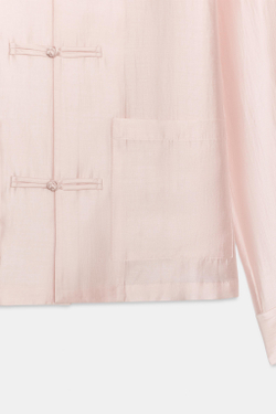 ZARA АТЛАСНАЯ РУБАШКА С ЗАСТЕЖКОЙ НА ПЕТЛИ ZW COLLECTION, ПАСТЕЛЬНО-РОЗОВЫЙ