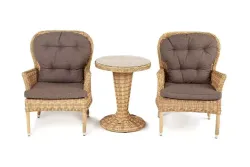 "Алиса" кофейный комплект из искусственного ротанга, цвет соломенный