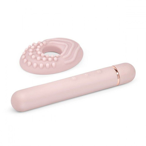 Пудровый мини-вибратор 11,9см с текстурированной насадкой Le Wand Baton Pink LW-015-RG