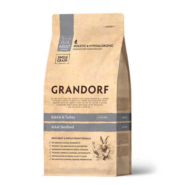 Сухой корм Grandorf Сat Rabbit&Turkey STERILISED с кроликом и индейкой для кастр.кошек 2 кг