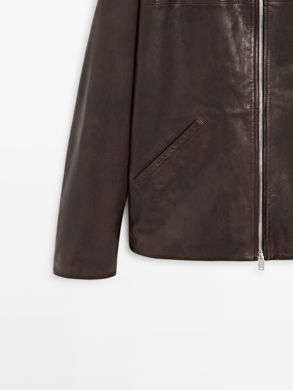 Massimo Dutti Кожаная куртка наппа, коричневый