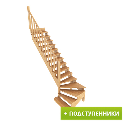 Лестница на второй этаж К-001м/8 Левая c подступенками