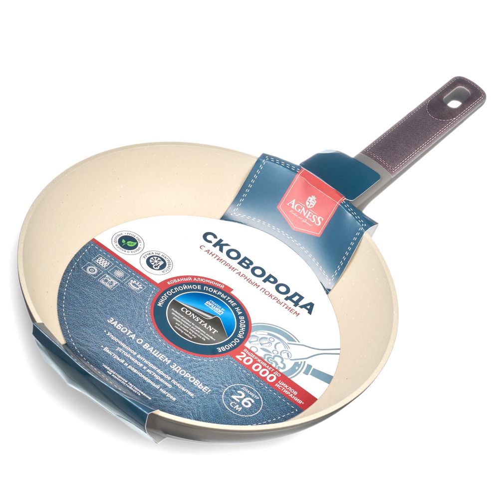 СКОВОРОДА С АНТИПРИГАРНЫМ ПОКРЫТИЕМ PFLUON MARBLE, 26*5 СМ