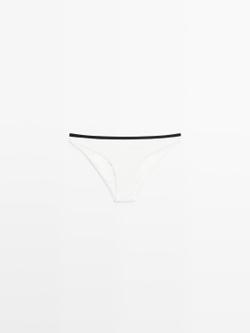 Massimo Dutti Плавки бикини из рельефной ткани со сборками, белый