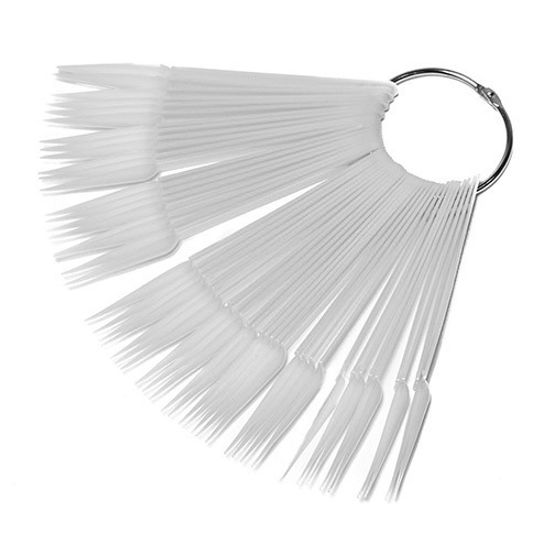 Палетка для лака (веер) молочного цвета на кольце, 50 штук. форма пики