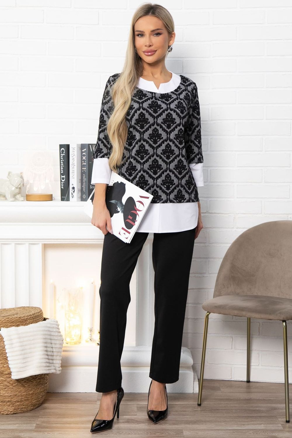 Джемпер Нежный акцент (черно-белый) Б14851-18М LT Collection