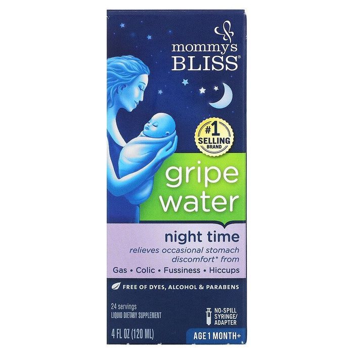 Вода от колик во время сна, Gripe Water Night Time, Mommy&#39;s Bliss, 120 мл
