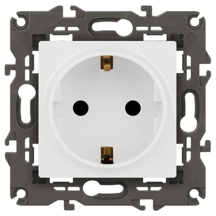 Розетка ЭРА Elegance 14-2102-01 с заземлением 2P+E Schuko со шторками 16A-250В IP20 белый