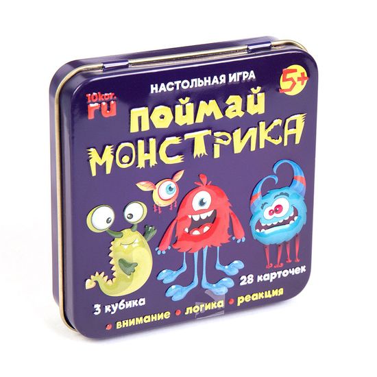 Игра настольная "Поймай монстрика" (жестяная коробочка)