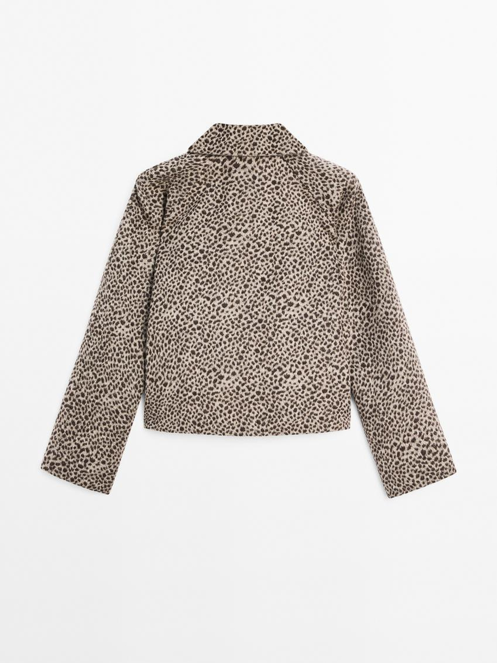 Massimo Dutti Короткое пальто из смесовой шерсти, коричневый