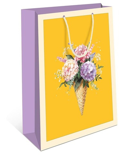 Пакет подар. бумажн. 26*32*12 см, 130гр/м2 Цветы