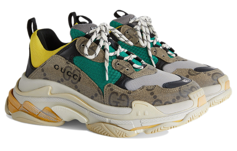 GUCCI/Gucci x Balenciaga Balenciaga Triple S fashion breathable wear-resistant low-cut daddy shoes men's Khaki brown