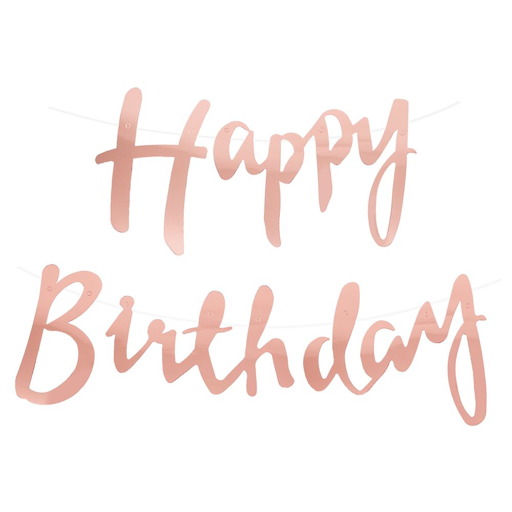 Гирлянда Happy Birthday (курсив), Розовое Золото, Металлик, 500 см, 1 упак.