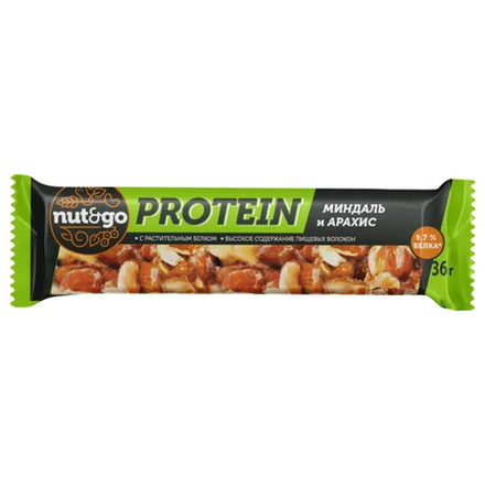 Батончик Nut go Protein миндаль и арахис 36 гр