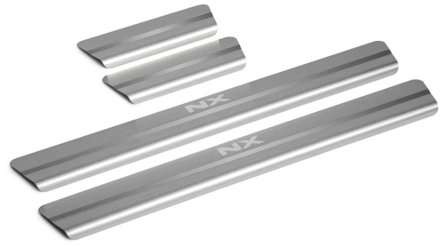 Накладки на пороги Rival для Lexus NX I рестайлинг 2017-н.в., нерж. сталь, с надписью, 4 шт., NP.3202.3