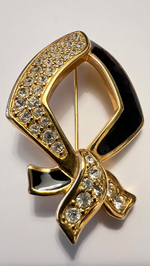 Брошь Swarovski с чёрной эмалью и кристаллами
