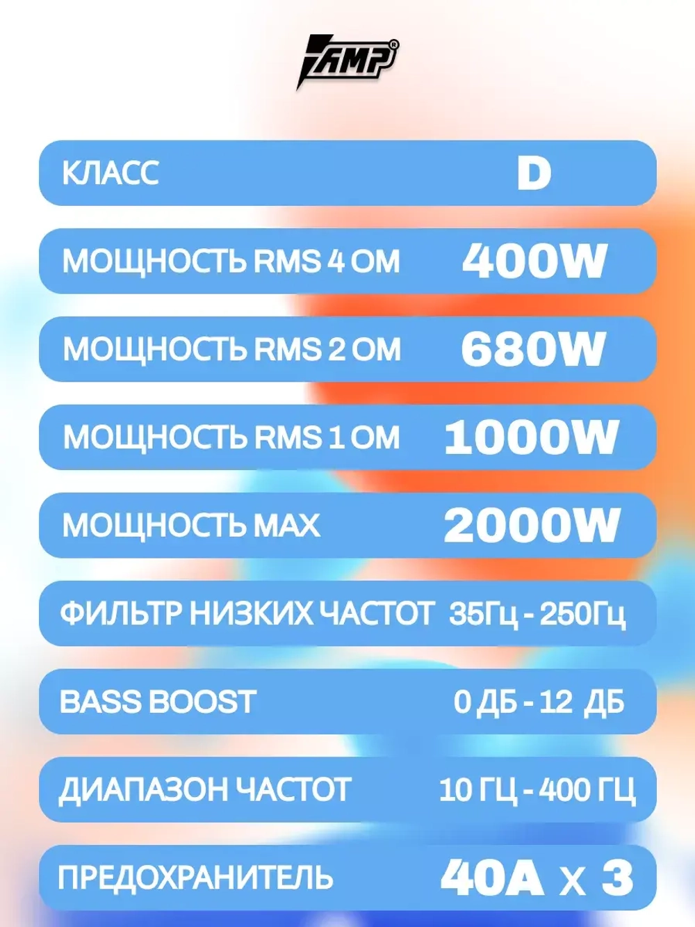 Усилитель звука автомобильный моноблок MASS 1.600